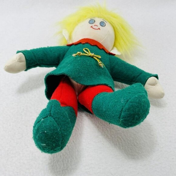 Vintage Dakin Christmas Elf Santa Help Dream Doll Plush Felt Toy Jointed Posable - Picture 4 of 10